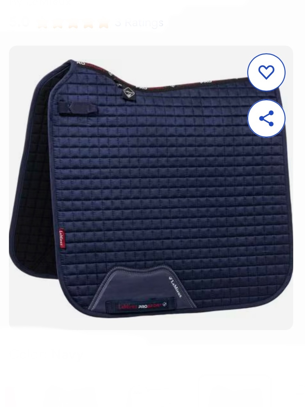 LeMieux Suede Dressage Square Horse Saddle Pad - Navy - Large